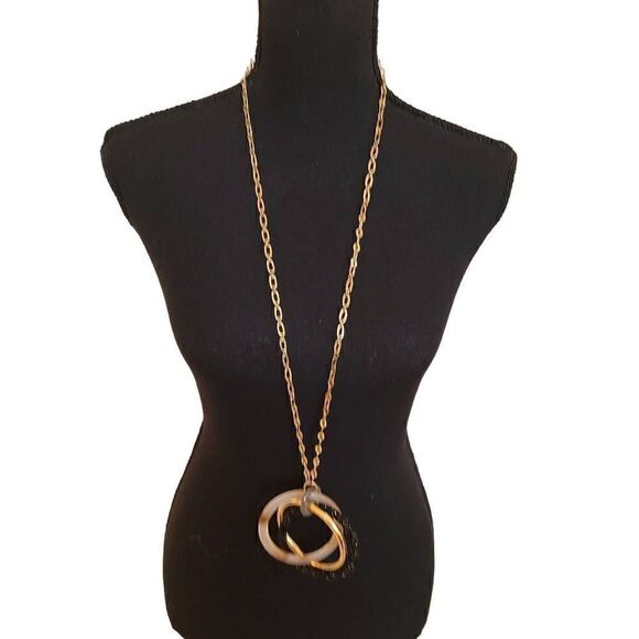 Fashion Jewelry Womens Tri Color Interlinked Circle Pendant Gold Chain Necklace - Picture 12 of 12